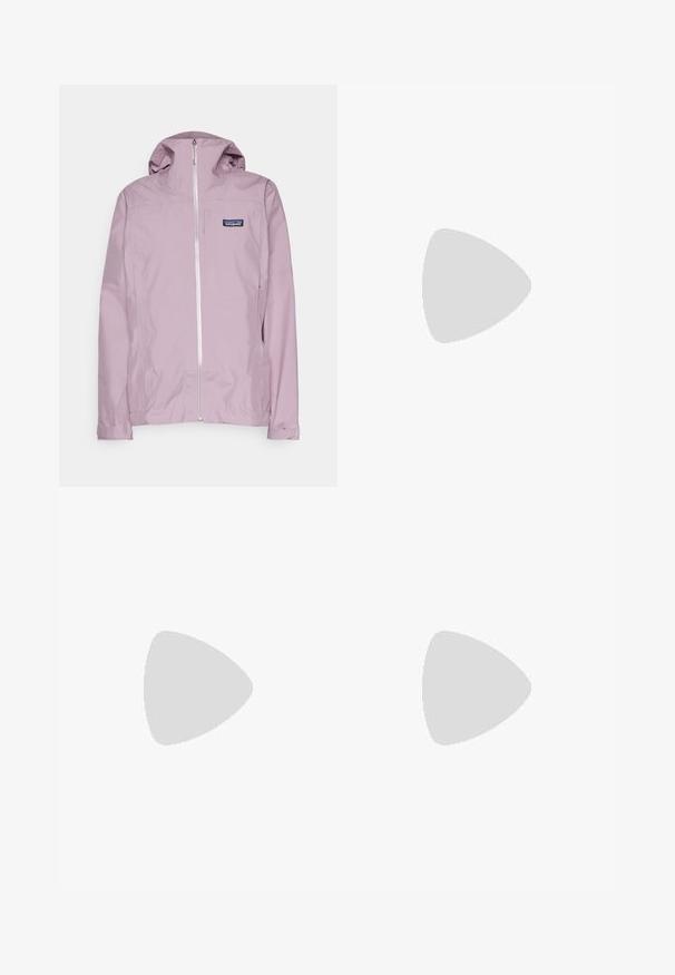 Patagonia BOULDER FORK RAIN  - Regnjakke - stormy mauve; Teal stretch tank top med rund halslinning og grå aksent på baksiden. Glatt tekstur, tettsittende design uten ekstra mønstre eller hardware.; Patagonia TERREBONNE JOGGERS - Friluftsbukser - smolder blue; Beige og krem joggesko med teksturert mesh-overdel, støttende overlegg og gummisåle med et mønster for godt grep.