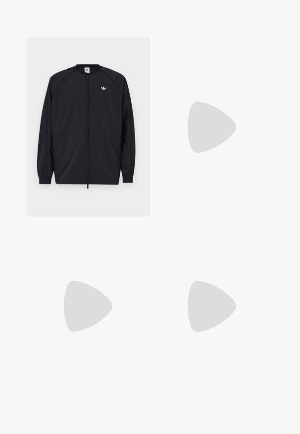Melnā vieglā jaka ar rāvējslēdzēja priekšpusi, elastīgiem aprocēm un mazu baltu logotipu kreisajā krūtī. Iedvesmota ar vienkāršu, tīru dizainu.; Melns un sarkans T-krekls ar apaļu kaklu, piedurkņu malās ar baltām trīssvītru detaļām un nelielu logo uz krūškurvja. Izgatavots no kokvilnas materiāla.; Melni sporta bikses ar sarkanām sānu svītrām, elastīgu jostasvietu un ribotu aproci. Sīks balts Adidas logo uz kreisā augšstilba.; Baltas un melns sporta apavi ar sarkaniem akcentiem, ar zamšādas un ādas augšdaļu, trīs melnām svītrām, plakaniem šņorēm un teksturētu gumijas zoli.
