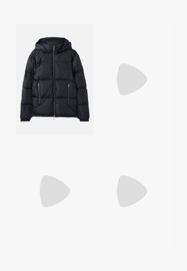 Black puffer jacket with a zip front, adjustable hood, two zippered side pockets, and a textured, quilted design. Features logo patch.; Black sweatshirt made from soft fabric. Features a crew neckline and long sleeves. The front displays "ARMANI EXCHANGE" and "1991" in contrasting colors.; White cotton t-shirt with short sleeves, featuring a blue and green "ARMANI EXCHANGE" logo and "1991" centered below.; Black jogger pants made of soft fabric, featuring an elastic waistband, straight legs, and a single small logo detail on the side.; White leather sneaker with a smooth finish, round toe, flat laces, and a textured sole. Features a subtle logo on the heel.