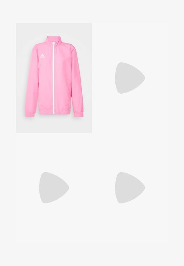 adidas Performance ENTRADA PRESENTATION  - Chaqueta de entrenamiento - pink glow; Camiseta deportiva de manga larga blanca, fabricada con material suave, que presenta un logo negro de Adidas en el pecho; diseño de cuello en V y forma ajustada.; Bermudas deportivas blancas con una cintura elástica, fabricadas con un tejido suave. Presenta un logo negro de Adidas en la parte inferior izquierda.; Botas de fútbol blancas con acentos negros y suela roja. Presentan tres rayas negras en el lateral y una parte superior de textura suave.