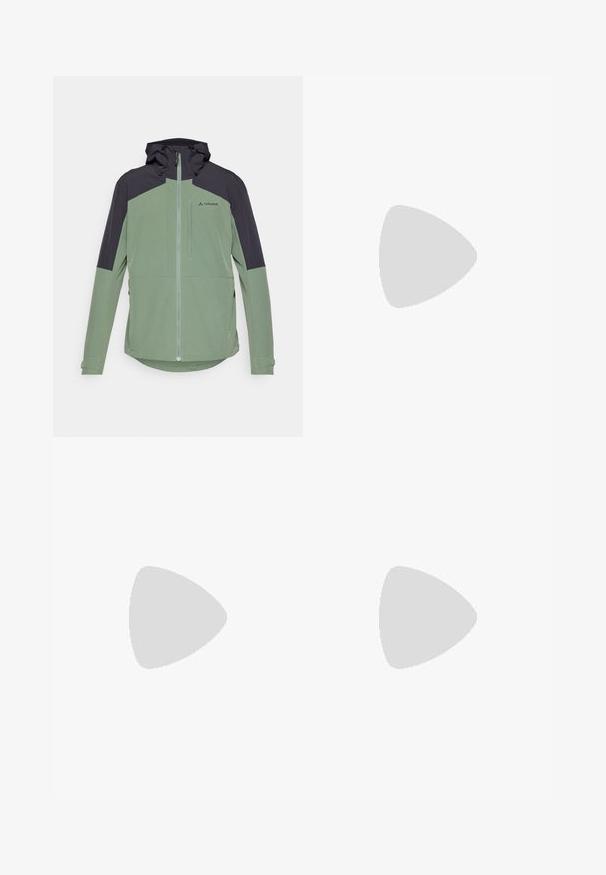 Giacca a zip verde e grigio scuro, con cappuccio, design a pannelli a contrasto e polsini regolabili. Realizzata in materiale leggero e traspirante.; T-shirt nero a maniche corte realizzato in tessuto leggero e traspirante. Presenta un logo bianco sul lato sinistro del petto e un collo a giro.; The North Face HORIZON PANT - Pantaloni outdoor - black; Scarpa da trail running nera con tomaia in mesh testurizzato, dettagli riflettenti, suola ammortizzata e sistema di allacciatura elastico. Logo sul lato.