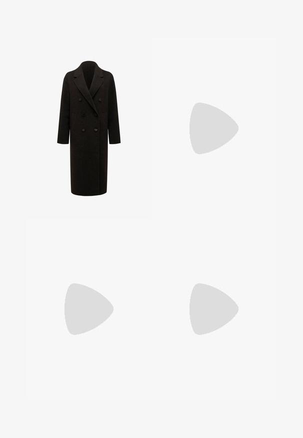 Forever New CLARE DOUBLE BREASTED - Klasičan kaput - coffee; Crna turtleneck majica dugih rukava, napravljena od rebraste tkanine, ima uski kroj s visokim ovratnikom i bez uzoraka ili dekoracija.; Crna plisirana mini suknja napravljena od tkanine. Ima ravni pojas i više vertikalnih nabora za oblik i teksturu.; Bordo lakirana čizma do gležnja s oštrim vrhom i uskim stiletto potplatom, s glatkom, sjajnom teksturom i minimalističkim dizajnom.; Smeđe sunčane naočale s tamnosmeđim pravokutnim okvirima, s glatkom teksturom i suptilnim logotipom sa strane.