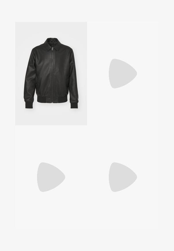 Only & Sons ONSKANE PU LEATHER JACKET - Bomber jakna - black; Crna majica s kratkimi рукави in belimi трими črtami na ramah ter majhnim belim logotipom na prsih. Gladka tekstura tkanine.; Črne športne hlače z elastičnim pasom, ki imajo velike bele ukrivljene akcentne dele ob straneh in majhen logotip na zgornjem stegenu.; Črne atletske čevlje z belimi črtami, mrežastim zgornjim delom, zaobljenim nosom in blaženim podplatom. Imajo teksturiran petni del in varen sistem vezalk.