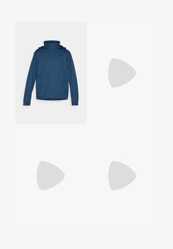 Μπλέ ελαφρύ μπουφάν με ψηλό γιακά, ρυθμιζόμενη κουκούλα και μακριά μανίκια. Διαθέτει λεία υφή κ�αι διακριτική λεπτομέρεια λογότυπου στο στήθος.; Μπλε ναυτικού πόλο μπλουζάκι κατασκευασμένο από πολύ μαλακό και αναπνεύσιμο ύφασμα. Διαθέτει κλασσικό γιακά, τρία κουμπιά και ένα μικρό λογότυπο στην αριστερή πλευρά του στήθους.; Ναυτικές cargo παντελόνες από ανθεκτικό ύφασμα, με κούμπωμα κουμπιού, πέντε τσέπες και στενές πόδια με ελαφριά υφή.; Μαύρα αθλητικά παπούτσια Columbia με αναπνεύσιμο επάνω μέρος, αφρώδη γκρι ενδιάμεση σόλα και ανθεκτική καστανή εξωτερική σόλα. Διαθέτει μινιμαλιστικό σχέδιο και ρυθμιζόμενους κορδόνια.