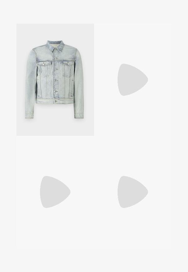 Light wash denim jacket featuring a button-front, two chest pockets, and a classic collar. Textured fabric with slight fading.; Black cotton t-shirt with short sleeves, crew neckline, and a circular “NEW YORK” graphic in white on the front left side.; Black wide-leg jeans made of denim, featuring a front button closure, belt loops, and classic five-pocket design with subtle stitching.; Filippa K GATHERED DETAIL - Moccasins - black