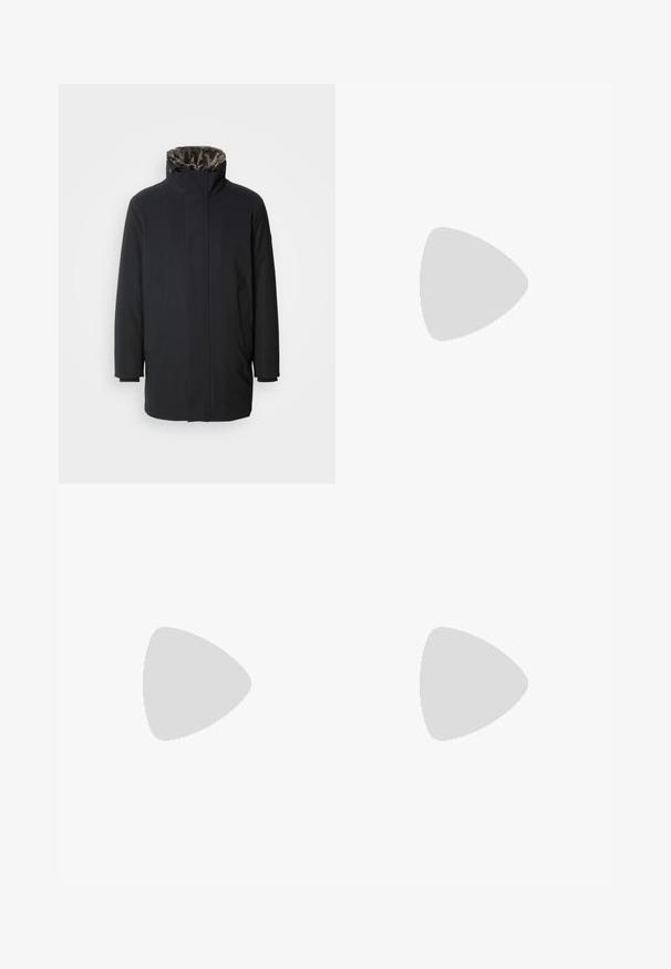 Strellson Cappotto invernale - black; Maglione a collo alto nero realizzato in materiale morbido, con maniche lunghe e vestibilità aderente. Bordo a coste all'orlo e ai polsini. Design semplice.; Jeans in denim nero con un design a gamba dritta, dotati di chiusura con bottone, cinque tasche e cuciture minime per un'aspetto pulito.; Stivali Chelsea in pelle nera con pannelli laterali elasticizzati e un'etichetta per la trazione. Punta arrotondata e suola piatta in gomma, con una finitura liscia.; Borsa a secchiello nera realizzata in materiale sintetico testurizzato. Presenta due manici e una tracolla regolabile. Design semplice senza motivi visibili.