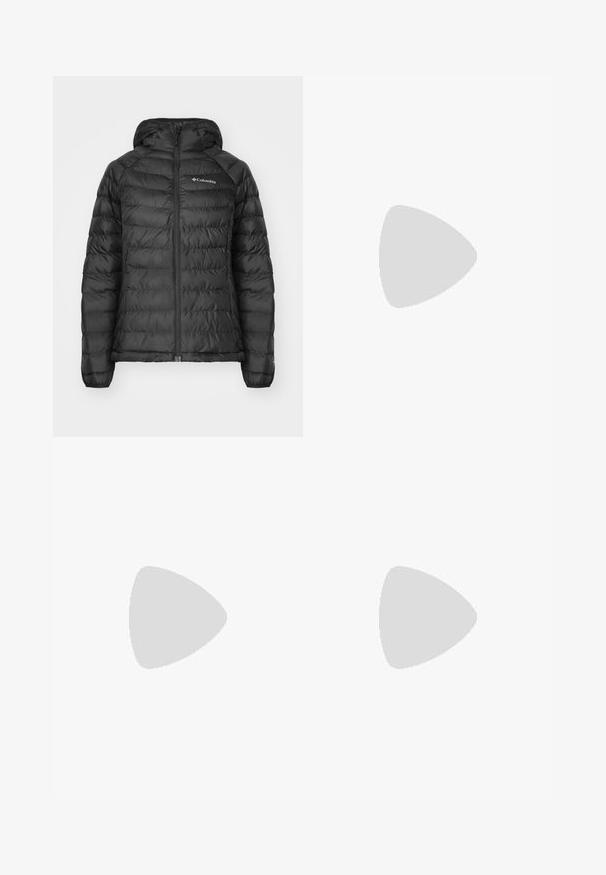 Svart pufferjacket med glidelås foran, hette og quiltet design. Har elastiske mansjetter, sidelommer og logo på brystet.; Langermet mørkegrå skjorte med grafikk av røde trær og fjell; "COLUMBIA" logo i fet hvit tekst. Mykt stoff, standard rund hals.; Marineblå bukser laget av glatt stoff, med frontknappelukking, slim-fit design og pressede detaljer ved knærne.; Columbia PEAKFREAK - Fjellsko - black