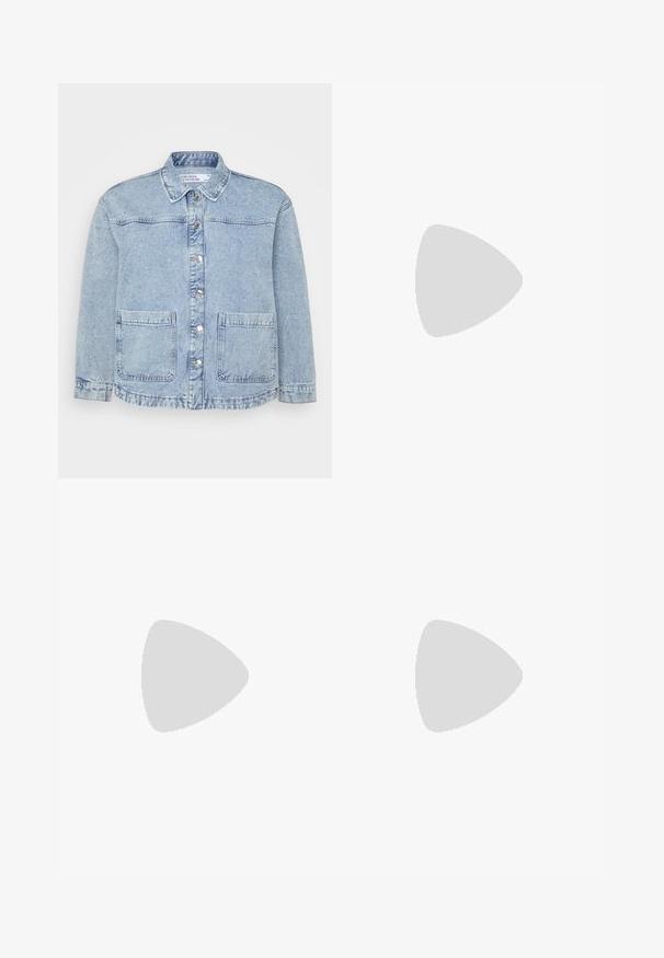 Gaiši zilo džinsas jaku ar pogu priekšā, norādītu apkakli un diviem krūšu kabatām. Ar izsisto apmalu un vieglu izbalēšanu.; Gai zils džinsa krekls ar īsām piedurknēm, ar divām priekšējām kabatām un rotāts ar mazām sudraba pīrsingiem visā. ; Gaiši zili denima šorti ar klasisku griezumu, kas aprīkoti ar priekšējo pogu aizdari, jostu cilpām un divām sānu kabatām. Gluda tekstūra un taisns apakšmala.; Even&Odd Zābaki - dark red