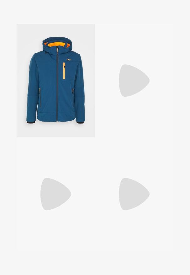 CMP - Kurtka Softshell; Czarny t-shirt z krótkim rękawem, wykonany z lekkiego materiału. Posiada małe białe logo na lewej piersi oraz subtelne akcenty na ramionach.; The North Face HORIZON czarny; Szare buty biegowe z gładką, oddychającą cholewką, wzmocnionym czubkiem i fakturowaną gumową podeszwą. Charakteryzują się wyraźnym czerwonym akcentem po boku.
