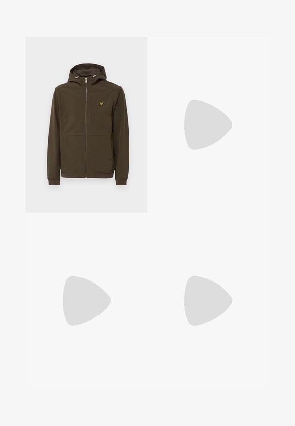 Giacca cappuccio marrone scuro realizzata in tessuto liscio, con zip frontale, tasche laterali e un piccolo logo giallo sul petto.; T-shirt nera in tessuto liscio con scollatura a girocollo, caratterizzata da tre strisce verdi sulle spalle e un piccolo logo verde sul petto.; Pantaloni da allenamento neri con elastico in vita, dotati di bande laterali bianche e un piccolo logo. Il materiale sembra morbido e leggero.; Sneaker in suede nero con dettagli gialli, dotato di tre strisce e una suola in gomma marrone. Include una linguetta imbottita per il comfort.