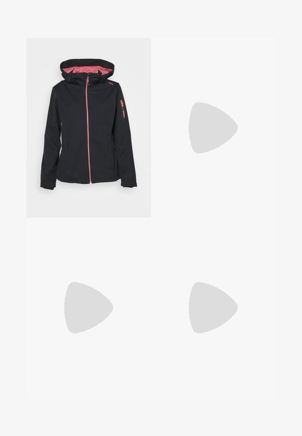 CMP WOMAN JACKET ZIP HOOD - Softshelljacka - antracite/orchidea; The North Face SHADOW SHORT SLEEVE  - T-shirt till träning - white dune; Vita snöbyxor med en elegant design, som har två framfickor, förstärkta svarta nederdelar och en knappstängning i midjan.; Columbia PEAKFREAK - Hikingskor - black