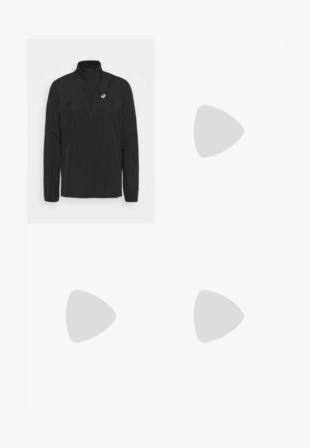 ASICS CORE JACKET - Training jacket - performance black; Nike T-shirt in white, short sleeves, round neckline, made from a smooth, lightweight fabric. Features a subtle logo on the chest.; Navy leggings with a high waistband, made of stretchy fabric. Features subtle stitching and a small white Nike logo on the left thigh.; Nike Performance DOWNSHIFTER 13 - Road running shoes - sail/silver-coloured photon dust/summit white/barely volt/black