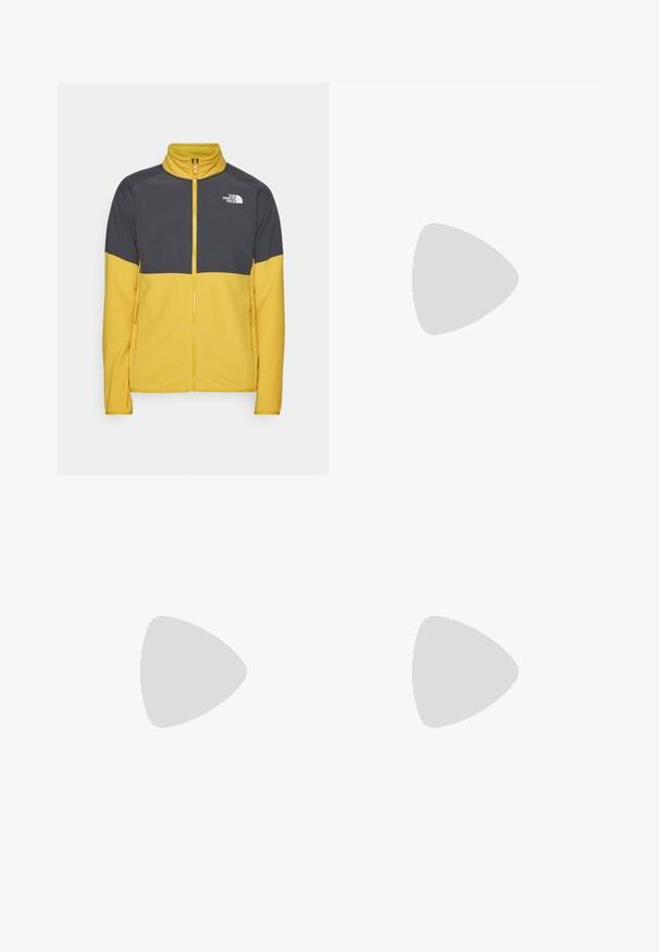 The North Face GLACIER HEAVYWEIGHT FULL ZIP - Fleece jacket - turmeric/asphalt grey/black; The North Face BOX TEE - Sports T-shirt - black; The North Face JOGGER - Outdoor trousers - black; The North Face OFFTRAIL VERSA - Hiking shoes - black/white