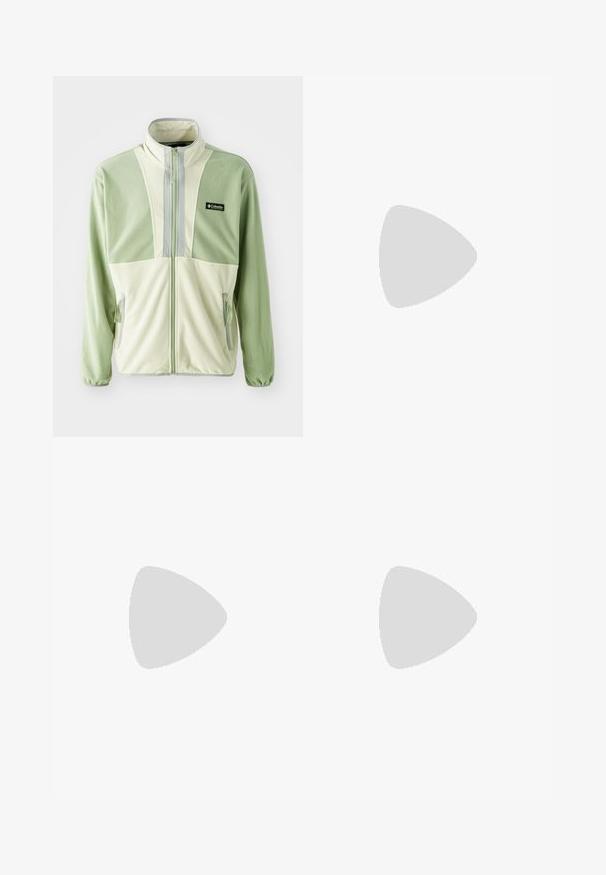 Fleece dzseki világos zöld és krémszínű kivitelben, magas gallérral, teljes cipzárral az előlapon, két oldalsó zsebbel és logóval a mellkason.; Fekete, rövid ujjú sportpóló struktúrált anyagból, bal mellen fehér logóval és egyenes aljjal.; The North Face HORIZON PANT - Szabadtéri nadrágok - black; Fekete sportcipő hálós felsőrésszel, gumitalppal és párnázott gallérral. Fűzős, oldalán logóval és textúrázott dizájnnal rendelkezik.