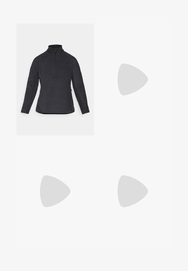 Pull en polaire gris foncé avec un col zippé court, des manches longues et des poches latérales ; tissu texturé et finition de col lisse.; T-shirt gris à manches courtes avec un motif texturé subtil, col rond et logo Columbia sur la poitrine. Tissu doux, coupe décontractée.; Pantalons bleu marine en tissu lisse, dotés d'une fermeture par bouton à l'avant, d'un design ajusté et de détails pliés au niveau des genoux.; Chaussure de sport Columbia légère en mesh blanc avec une semelle texturée grise et une traction en caoutchouc. Dotée d'un collier rembourré et d'un design à lacets.