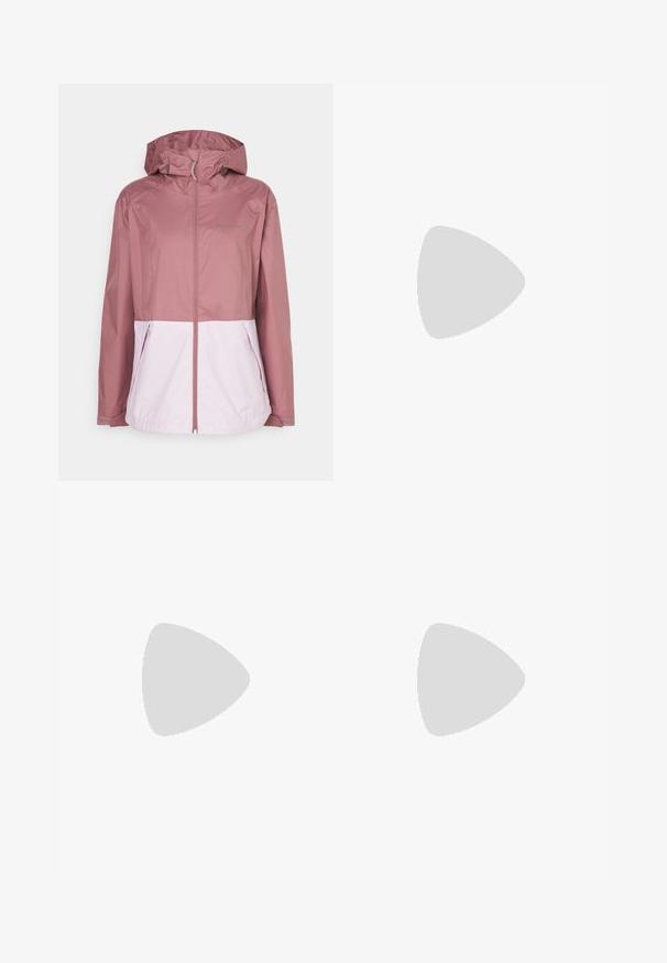 Columbia INNER LIMITS™ JACKET - Regnjacka - fig/pink dawn; Grå kortärmad t-shirt i mjukt, fuktavledande tyg. Har en rund halsringning och en liten vit logotyp på övre vänstra sidan.; Svarta utomhusbyxor gjorda av slitstarkt material. Har fickor med dragkedja, förstärkta knäpaneler och en rak skärning för rörlighet.; Adidas Terrex TERREX EASTRAIL 2  - Hikingskor - taupe oxide/wonder alumina/preloved violet