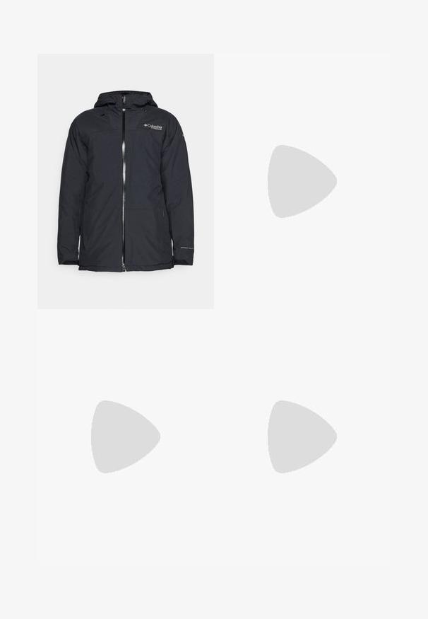 Schwarze wasserdichte Jacke mit einem Reißverschluss vorne, verstellbarem Kapuze und Logo-Detail auf der Brust. Hergestellt aus leichtem, atmungsaktivem Material.; Weißes ärmelloses Nike-Lauftop mit Rundhalsausschnitt, glatter Textur und schwarzem Nike-Logo auf der oberen linken Brust.; Männer Sportshorts in einem schwarz-weißen Batikmuster. Hergestellt aus leichtem, atmungsaktivem Material, mit zwei Reißverschlusstaschen und einem Kordelzugbund.; Weißer Sportschuh mit einem Obermaterial aus Mesh, glatten Überzügen, grauen Akzenten, Schnürsenkeln und einer gepolsterten Sohle, die für Leistung ausgelegt ist.