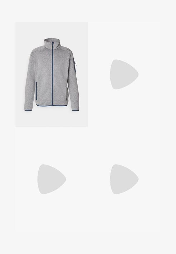 CMP MAN JACKET - Fleecejacka - cemento/bluesteel; Vit kortärmad t-shirt med rundad halsringning och The North Face-logotyp på vänster bröst samt texten "Lightrange" nära nederkanten.; The North Face HORIZON PANT - Friluftsbyxor - black; Grå löparsko med en slät, ventilerande ovandel, förstärkt tåskydd och texturerad gummisula. Har en distinkt röd detalj på sidan.