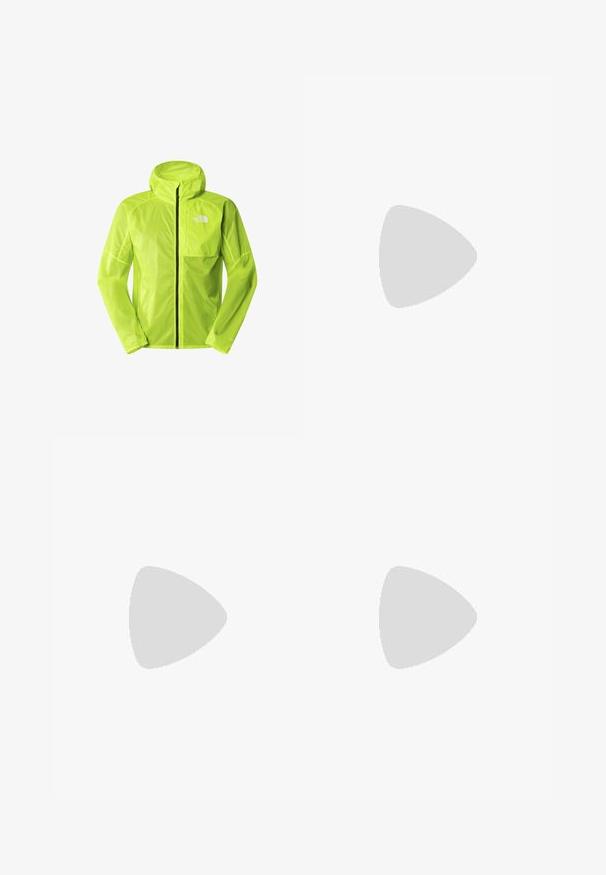 The North Face WINDSTREAM SHELL - Windbreakers - fizz lime; Hvid bomulds t-shirt med et centralt sort og gråt logo grafik. Klassisk crew neckline og kortærmer med en afslappet pasform.; Sorte svedbukser med elastisk talje, løs pasform, afsluttede ankler, glat tekstur og uden synlige mønstre eller hardware-detaljer.; Beige og creme atletiksko med struktureret mesh-overdel, støttende overlays og gummiyderside med et mønster for trækkraft.