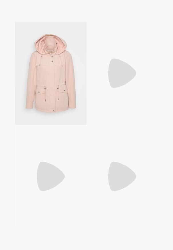 ONLY Petite ONLNEWSTARLINE SPRING - Parka - rose smoke; Even&Odd Petite 2 PACK - Top - light grey/black; Perfecte, lichte broeken in een stoffige roze kleur. Voorzien van een elastische tailleband en brede, rechte pijpen. Zachte stof zonder zichtbare patronen.; Witte high-top canvas sneakers met een zwarte rubberen zool, een rubberen neuskap aan de voorkant en zes gaatjes voor veters, met een schone, minimalistische uitstraling.
