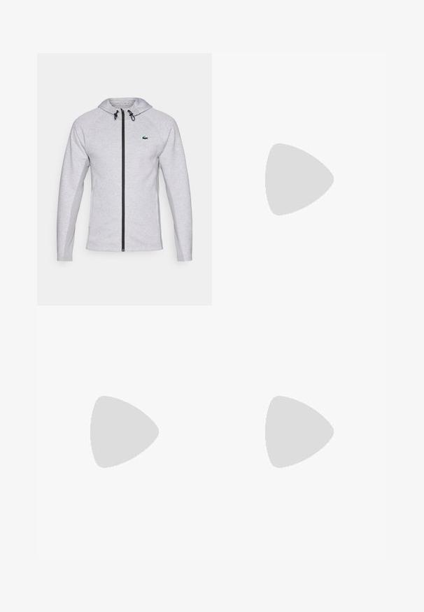 Lacoste Sport JACKET HOODED CLASSIC - Training jacket - silver chine/elephant grey; Lacoste Sport SHIRT HERITAGE - Sports T-shirt - flour; Lacoste Sport JOGPANT - Tracksuit bottoms - silver chine/elephant grey; adidas Performance GAMECOURT 2 - Clay court tennis shoes - black/grey