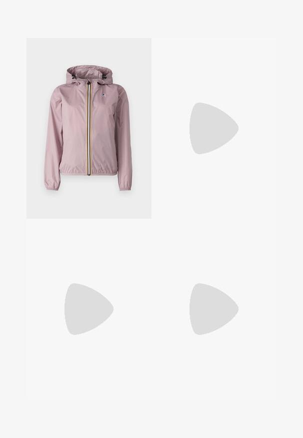 K-Way LE VRAI CLAUDETTE - Jachetă de vară - violet dusty; Tricou alb cu mânecă scurtă, cu dungi orizontale bleumarin, având logo-ul brodat "Tommy Hilfiger" pe piept. Design clasic cu gât rotund.; Fustă plisată albă cu un brâu elastic negru, având logo-ul "LACOSTE". Design de lungime medie, cu textură moale.; Adidași din piele albă cu o talpă groasă albă, accent de călcâi din suede negru și logo embosat pe lateral. Design cu șireturi și șase orificii.