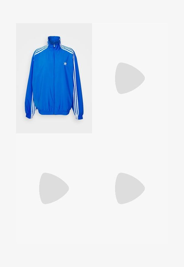 adidas Originals TRACK - Training jacket - bluebird; White cotton t-shirt featuring short sleeves, crew neck, and a red graphic text "DELICIOUS REFRESHING FRUIT" on the front.; adidas Originals ADICOLOR SUPERSTAR TRACK - Tracksuit bottoms - better scarlet; adidas Originals GAZELLE BOLD - Trainers - true pink/green/cloud white