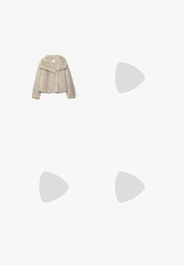 Stradivarius CROPPED  - Zimska jakna - stone; Dva majice s okruglim izrezom, u crnoj i bijeloj boji, od pamuka. Imaju kratke rukave i jednobojni dizajn bez uzoraka ili akcenta.; Stradivarius WIDE-LEG WITH BUCKLE DETAIL  - Hlače - dark brown; Sportske cipele s gornjištem od bijele kože, sivi suedinasti nos i tri crne pruge. Imaju plavi logo na jeziku i teksturiranu gumenu podlogu.