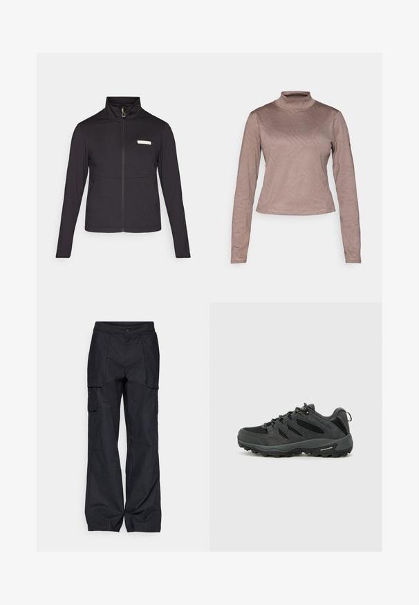 Μαύρο φούτερ με φερμουάρ κατασκευασμένο από λείο, ελαφρύ υλικό. Διαθέτει ψηλό γιακά, μακριά μανίκια και ένα μικρό λογότυπο στο στήθος.; Columbia GRANITE POINT™ - Μπλούζα με μακριά μανίκια - iron; Columbia BREA FALLS™ COTTON RIPSTOP PANT - Παντελόνι εξωτερικού χώρου - black; Columbia REDMOND - Παπούτσια πεζοπορίας - black/citron haze