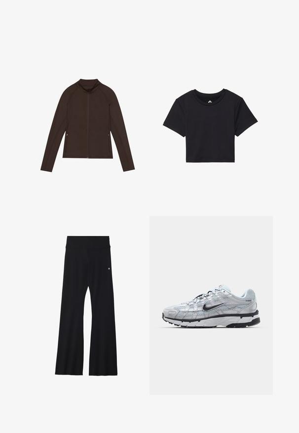 Even&Odd active FITTED TRAINING JACKET WITH FULL ZIP AND POCKETS
- Treningsjakke - dark brown; Svart kortermet t-skjorte med rund hals, laget av glatt stoff. Minimalistisk design uten synlige mønstre eller detaljer.; Sorte, flagrende yogabukser i elastisk materiale, med bred linning og en liten logo nær hoften. Glatt tekstur, uten mønstre.; Nike P-6000 sneakers med en lys grå mesh-overdel, sorte detaljer og en slitesterk svart gummisåle. Har et intrikat design og snøresystem.