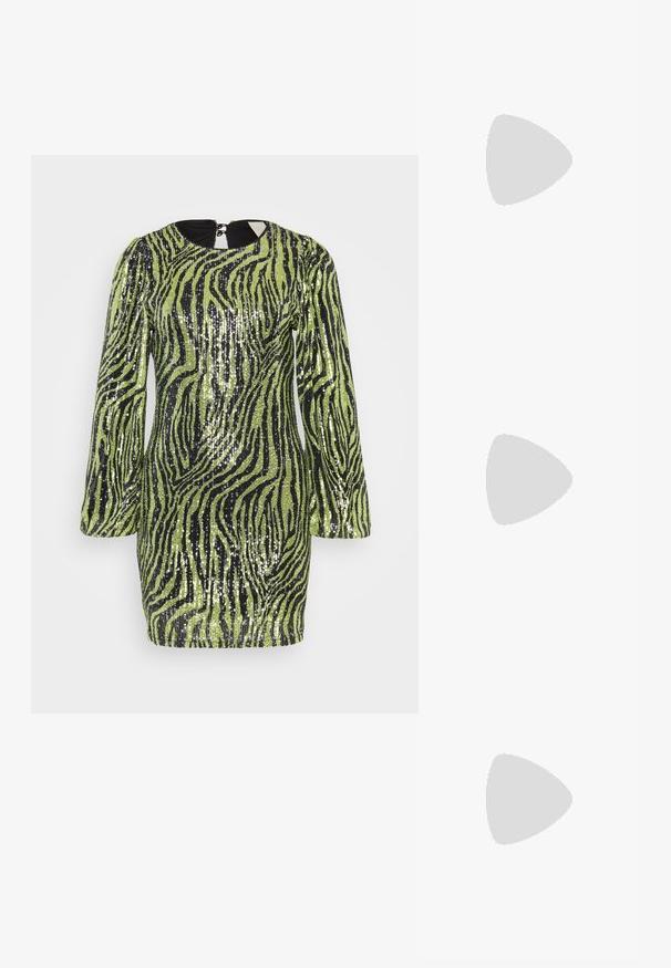 Smargdi roheline sädelev mini kleit mustade sebra triipudega. Omab pikki varrukaid, ümarat kaelust ja seljaosast tõmblukku.; Even&Odd Petite 2 PACK - Topp - light grey/black; Must detailidega must nahast cowboy saabas terava toe, virnastatud kand ja valged õmblused.; Hõbedased metallist rõngastooted, millel on harjatud tekstuur, ümmargune disain ja selge tagumine post, tagamaks kindlat kandmist.