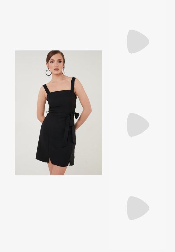 Musta mekko neliömäisellä kaula-aukolla, leveillä olkaimilla ja vartalonmyötäisellä siluettilla. Sisältää sivusiteen ja eturei'ityksen lisäyksiksi.; Anna Field Wide Fit Saappaat - black; Kermapunah, tas faux leather lembut dengan desain berkerut, tali yang dapat disesuaikan, dan penutupan tali yang halus. Tekstur mulus dan bentuk bulat.; Hopeakylkiset korvakorut, joissa on pyöristetyt, heijastavat pinnat; minimalistinen muotoilu, jossa on sileä pinta ja hienovarainen brändäysyksityiskohta.