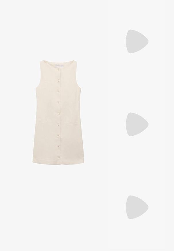 Mango TIKO - Abito a camicia - ecru; Mango Decolleté - black; Le Specs THE STEALTH - Occhiali da sole - black; Mango OVALFÖRMIGE  - Borsa a mano - schwarz