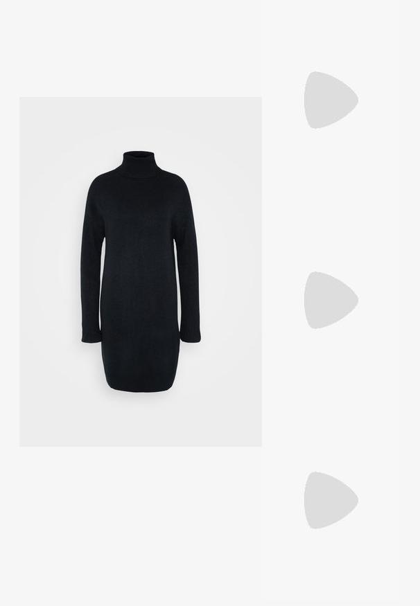 Svart polotröja klänning gjord av mjukt, texturerat tyg. Långa ärmar med ribbade manschetter, rak silhuett och knä-lång design.; Zign Stövel - black; Zign MURREN LEATHER - Handväska - dark red; Silvriga metallringörhängen med borstad yta, som har en cirkulär design och en genomskinlig stiftbaksida för säker användning.