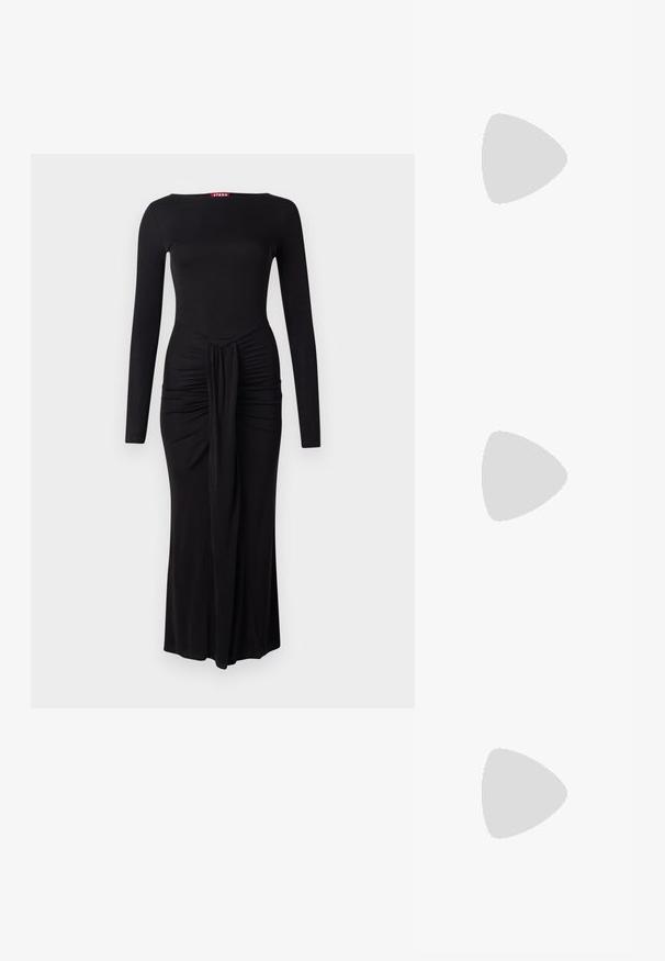 Must have mustriga musta kleit, millel on sobiv korpus, kogutud tekstuur vöökohtadel ja sirge hem, valmistatud pehmest venivast kangast.; Must matte musta kõrge kontsaga king, millel on terav varvas ja sujuv siluett. Omab sileda, läikivat viimistlust ja sale stiletto konts.; Stuart Weitzman POSH SHOULDER BAG - Ülerinna-kott - black; Vivienne Westwood THREE ROW RELIEF CHOKER - Kaelakee - silver-coloured/white