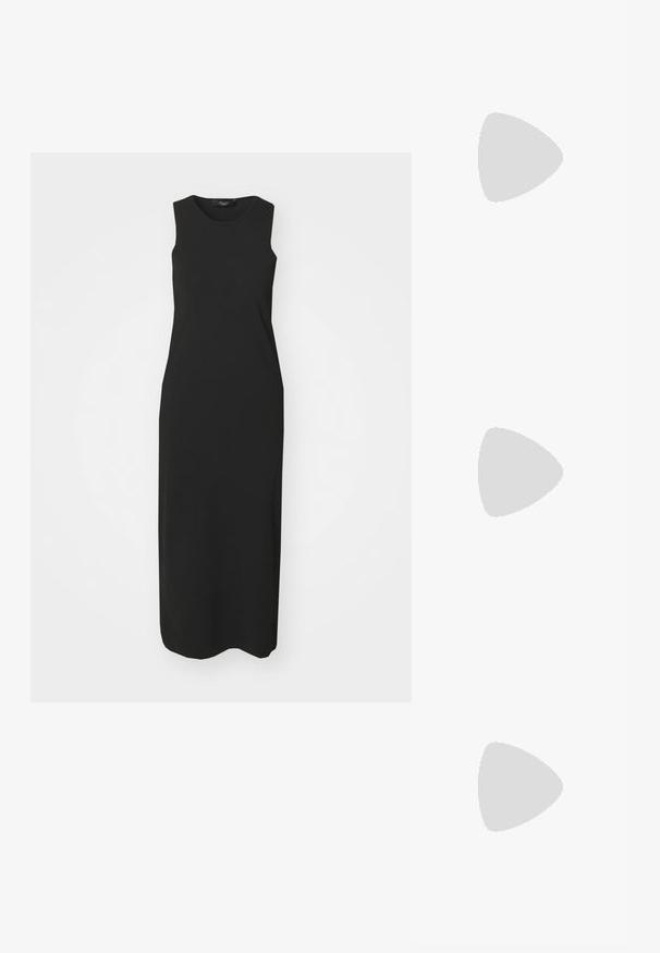 WEEKEND MaxMara ASTORIA - Etuikleid - nero; Schwarze Leder-Pumps mit spitzem Zehenbereich und runder, ballförmiger Ferse. Glatte Textur mit einem eleganten, minimalistischen Design.; Braune Lederhandtasche mit strukturierter Form, ausgestattet mit einem einzelnen oberen Griff und einem abnehmbaren Schultergurt. Hardwaredetails in Goldton.; Herrenohrringe mit ineinander verschlungenen Gold- und Silberringen, einem klaren Zirkonia-Akzent und einem strukturierten Band an einem Ring.