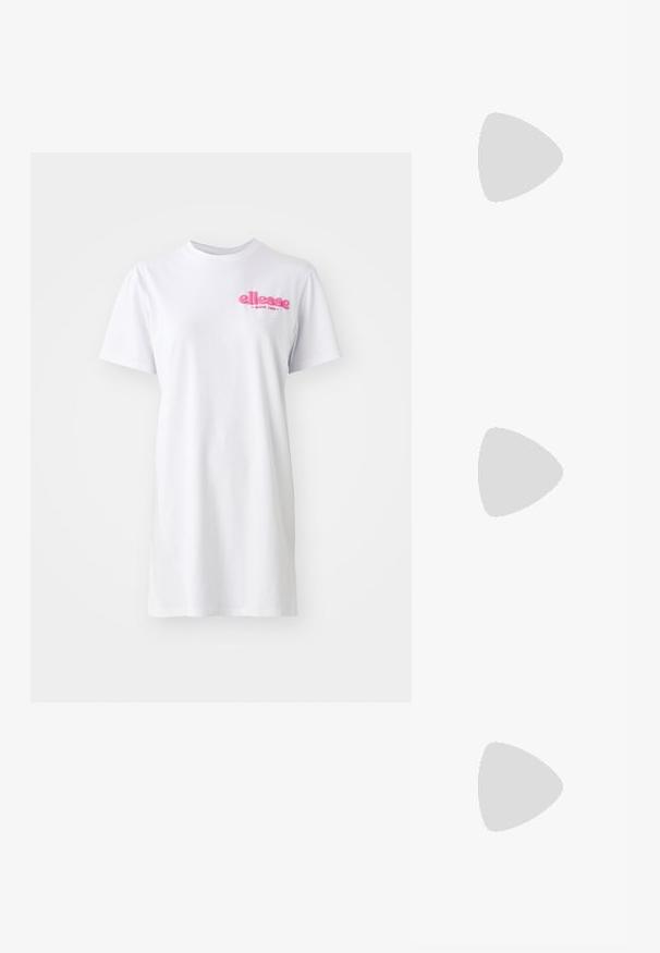 Robe t-shirt blanche à manches courtes en coton, avec un col rond et un logo "ellesse" rose sur la poitrine gauche.; Koi Footwear TIRA RUFFLE MARY JANES PORCELAIN DELIGHTS EDITION - Escarpins à plateforme - white; Lunettes de soleil à monture en métal doré avec des verres rectangulaires teintés d'orange. Branches fines distinctives et subtils accents texturés près des charnières.; Boucles d'oreilles en argent en forme de créoles avec un design torsadé, dotées d'une finition polie et d'une fermeture à poussoir. Mesurent environ 3 cm de diamètre.