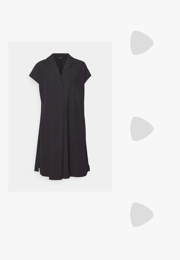 WEEKEND MaxMara BENNY - Kreklkleita - nero; Baltas siksnas sandales ar nelielu papēdi, plānām siksniņām un gludu ādas tekstūru; ar nelielu dekoratīvu sprādzi.; Melna bruņurupuču stila sauļošanās brilles ar taisnstūra lēcām, brūnu toņu, biezām rāmēm un zelta dubulto-G logo detaļu uz tempļa.; Melnas ādas roku soma ar sakrautām tekstūrām, sudraba toņu metāla rāmis, skavas aizdare un ķēdes siksna. Gluda, maiga virsma.