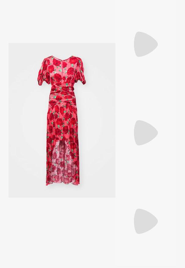 Cras ELAINE DRESS - Cocktail dress / Party dress - coral; Black high-heeled sandals feature thin straps with a knotted design, a smooth square toe, and a sleek stiletto heel.; Guess ZALINA FLAP - Clutch - silver coloured; Guess CRAZY EARRINGS - Earrings - yellow gold-coloured