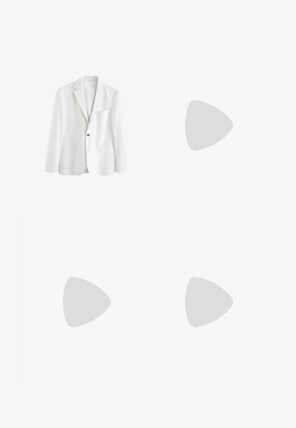 Next SLIM FIT LINEN BLEND TWO BUTTON - Sakko - white; Dunkelgrünes Hemd mit Knöpfen, einem Kragen, langen Ärmeln und einer einzelnen Brusttasche; verfügt über weiße Knöpfe und eine weiche Textur.; Next REGULAR FIT -CHECK SMART - Chino - black; Schwarzer Leder-slipper mit runder Zehenpartie, klobiger strukturierter Sohle, dekorativer Naht und kleinem Absatz. Mit einer Ziehlasche hinten.