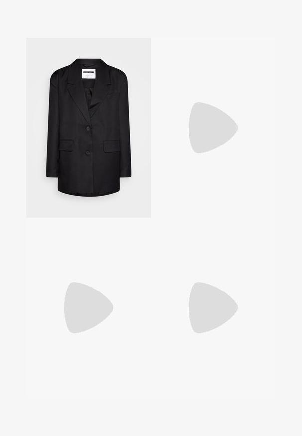 Noisy May NMVINCENT MILLA  - Żakiet; OW Collection CURVE MESH ONE SHOULDER - Body; Bershka WIDE czarny; Czarne skórzane botki Chelsea z teksturowanymi bocznymi panelami, masywnymi gumowymi podeszwami i kontrastującymi białymi przeszyciami, noszone pod czarną sukienką.