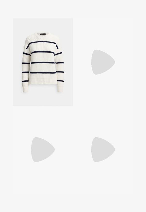 Baltas megztinis su jūrinėmis horizontaliomis juostomis, apvaliu kaklu, ribuotomis rankogaliais ir apačia. Tekstūruota medžiaga su laisvu siluetu.; Juoda suknelė be rankovių, pagaminta iš tinklinio audinio, turi prigludusią siluetą ir logotipą ant krūtinės. Žinoma nuo grindų iki apačios, su apvaliu kaklu.; Juodas odinis kulkšninis batas su lygiu paviršiumi, smailiu pirštu ir masyviu aukštu kulnu. Savybė - šoninis atidarymas ir minimalistiškas dizainas.; Ruda odinė rankinė, pasižyminti dviem viršutiniais rankenomis, nuimama petneša, auksinėmis detalėmis ir dekoratyvine pakaba su raidėmis "MK."