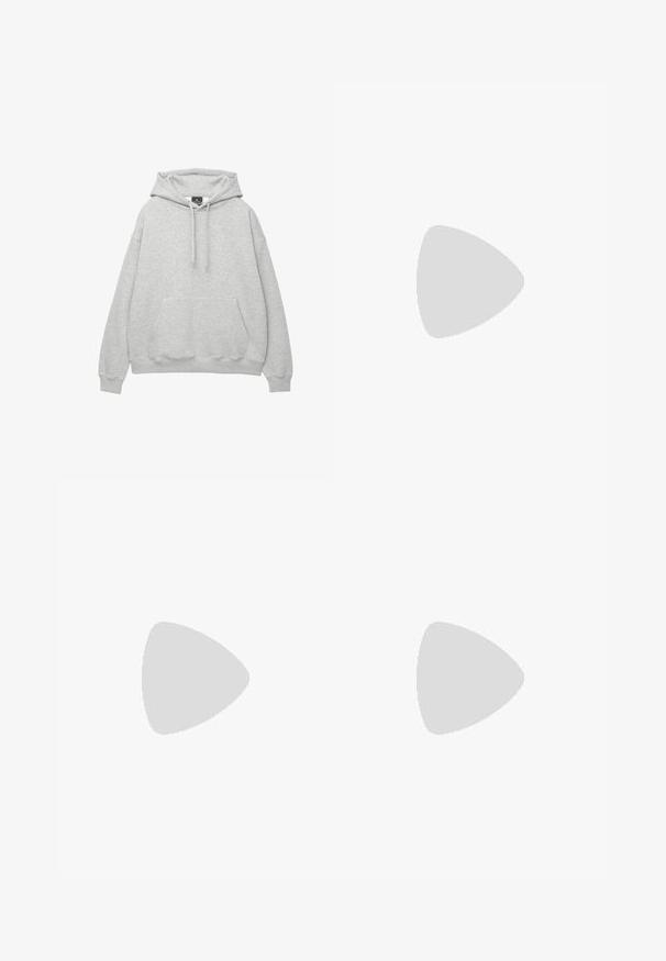 Jasnoszara bluza z kapturem, wykonana z miękkiej mieszanki bawełny, z troczkami w kapturze, kieszenią na przodzie oraz ściągaczami przy mankietach i u dołu.; Jasnoniebieskie spodnie dżinsowe z szerokimi nogawkami, wykonane z denimu, z wysokim stanem, kieszeniami z przodu oraz wyblakłym wykończeniem z delikatnym sztruksowaniem na udach.; Brązowe skórzane mokasyny o błyszczącym wykończeniu, z przeszyciem z przodu i niskoprofilową czarną gumową podeszwą.; Czarne okulary przeciwsłoneczne z prostokątnymi oprawkami, szarymi soczewkami i wycięciem w mostku. Gładki, błyszczący materiał plastikowy, z wąskimi zausznikami.