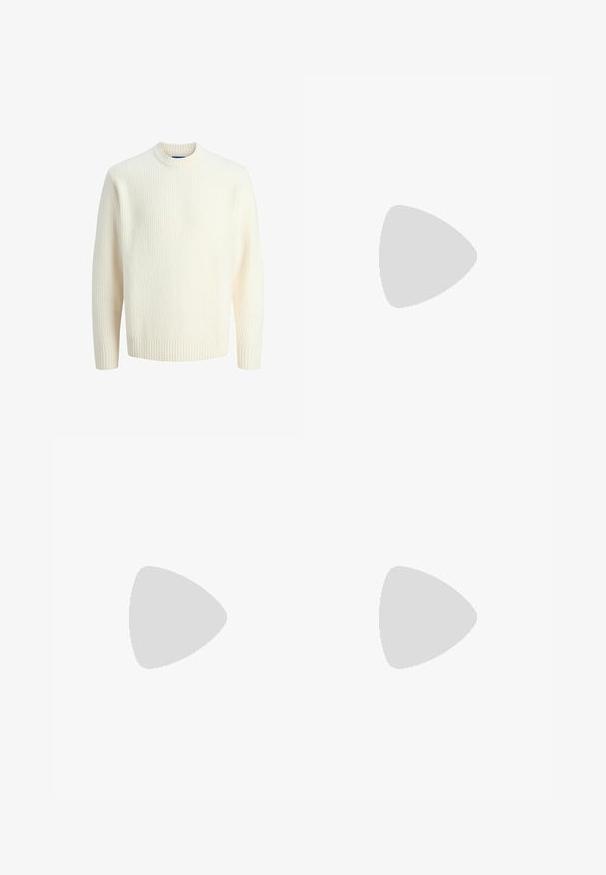 Krémový pletený sveter s ryhovanou textúrou, okrúhlym výstrihom, spadnutými ramenami a dlhými rukávmi. Mäkšia látka poskytuje teplo a pohodlie.; Svetloružová košeľa s dlhým rukávom a gombíkmi, vyrobená z bavlny. Má klasický golier, predné gombíky a hladkú textúru. Jednoduchý design.; Čierne široké nohavice vyrobené z hladkej tkaniny, s plochým pásom, prednými záhybmi a jedným zapínaním na gombík.; Čierne kožené topánky s okrúhlou špičkou, šnurovací dizajn a hrubou, textúrovanou gumovou podrážkou. Má šitie pozdĺž okraja a hladký povrch.; Modré obdĺžnikové slnečné okuliare s sivými tónovanými sklíčkami, plastovým rámom, kovovými akcentmi a matným povrchom na stranách.; Čierna taška s dlhými uchami, vyrobená z hladkej textílie. Obsahuje prednú vrecko a minimalistický dizajn. Žiadne viditeľné kovanie ani vzory.