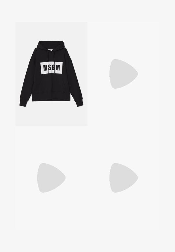 Black cotton hoodie featuring a white rectangular logo with "MSGM" in bold black letters, kangaroo pocket, and drawstrings at the hood.; White cotton sleeveless tank top with a round neckline, featuring a smooth texture and a fitting shape, designed for casual wear.; NN.07 CROWN - Shorts - khaki; The Antipode Slip-ons - dark brown