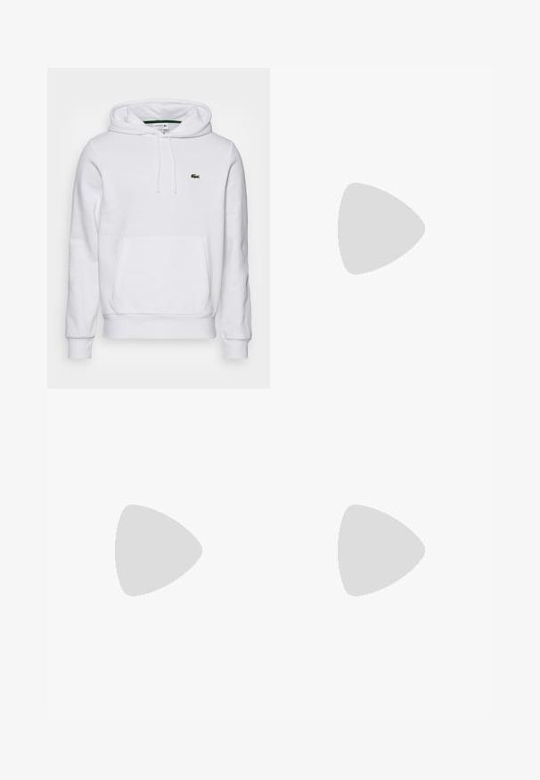 Biela mikina s kapucňou a predným vreckom, so šnúrkami, rebrovanými manžetami a lemom. Na hrudi má malé zelené logo Lacoste.; Svetlozelené bavlnené tričko s okrúhlym výstrihom a krátkymi rukávmi. Na prednej strane je biele potlačený text "BJÖRN BORG STOCKHOLM 1956."; Svetlozelené tepláky s elastickými manžetami a sťahovacím pásom. Obsahujú malé embosované logo v zlatej farbe na boku.; Zelené zamatové tenisky s bielymi šnúrkami a pätou. Obsahujú jemné logo na boku a štruktúrované detaily blízko päty. Plochá gumová podrážka.