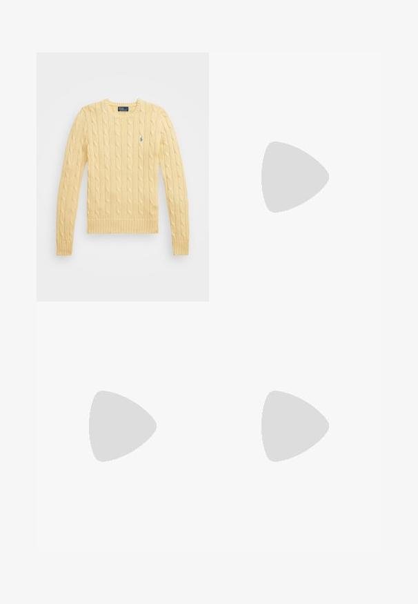 Polo Ralph Lauren Cable Knit Cotton Crewneck Sweater - Maglione - bird yellow; Levi's® HIGH BAGGY - Shorts di jeans - far and wide; Ballerine in pelle crema con punta arrotondata, decorate con borchie in metallo argentato di diverse dimensioni sulla parte superiore. Design con suola piatta.; Occhiali da sole con montatura tartarugata, forma ovale, lenti rosa, accentuazione dorata sulla tempia, finitura liscia e aste curve.; adL Borsa a mano - black