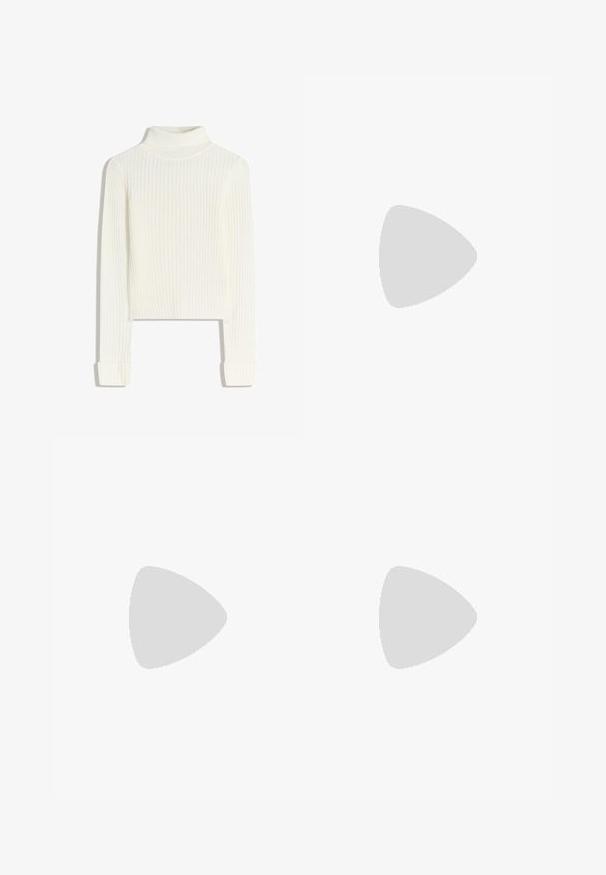 Vitt, ribbat polotröja med långa ärmar och figurnära silhuett. Mjuk textur med vikta ärmmuddar; kortare längd.; Beige vida byxor gjorda av strukturerad tyg med ett subtilt mönster. Har en avslappnad midja och lös passform, vilket ger komfort och lätthet.; adidas Originals TOKYO - Sneakers - gold metallic/core black; Sköldpaddsmönstrade glasögon med ovala linser och en elegant, slät yta. Har tunna sidor med en subtil kurva vid tinningarna. Klara linser.