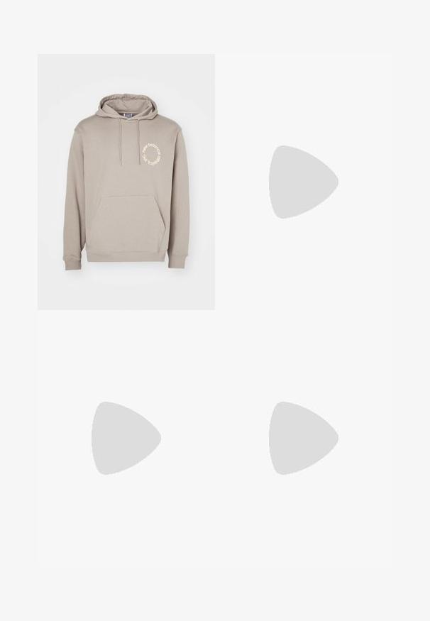 Hoodie léger beige clair avec une poche frontale, un cordon de serrage pour la capuche, et un logo circulaire crème sur la poitrine gauche. Matière douce en mélange de coton.; Carhartt WIP LANDON  - Short en jean - blue bleached; Chaussure de sport blanche avec une tige en cuir et en mesh ornée de pois gris, système de laçage, semelle intermédiaire rembourrée et semelle extérieure en caoutchouc texturé.; Billabong FLUID UNISEX - Lunettes de soleil - blue