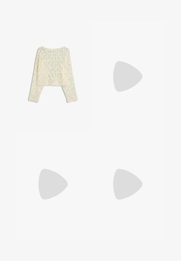 Cream crochet pullover with long sleeves, featuring a diamond pattern and scalloped hem. Lightweight, open-knit texture.; White linen shirt with a button-up front, collar, and long sleeves. Features a textured finish and a relaxed fit.; Cargo shorts in olive green cotton, featuring an elastic waistband, two side pockets, and two patch pockets on the thighs.; Brown leather knee-high boot with three metallic buckles, textured surface, rounded toe, and chunky sole for stability.; Black rectangular sunglasses with dark lenses, glossy finish, wide arms, and a chunky frame design. Engraved brand name on one arm.; Tan suede shoulder bag with a large opening and long fringe accents on both sides, featuring a smooth texture and a single handle.